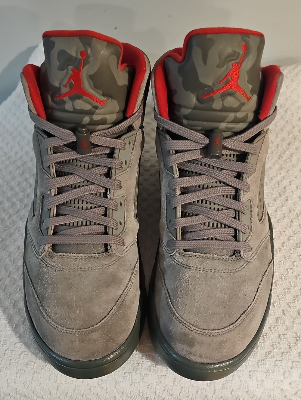 Jordan Air Jordan 5 Retro Men's High Top Lace Up Suede Camo Sneakers